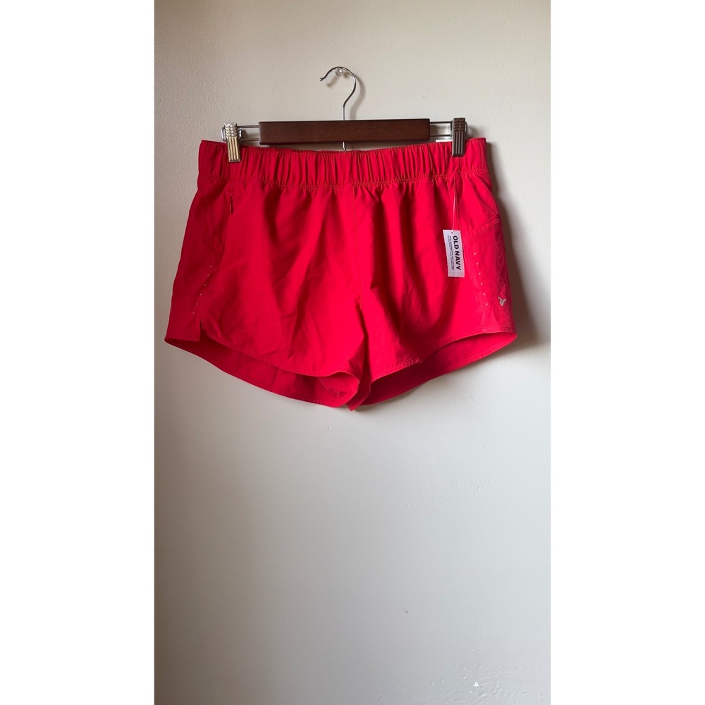 Old Navy Active Women Medium Red Running Shorts Zipper Pocket Athletic Training
